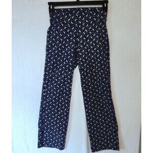 Lands End Womens Sz XS Starfish Straight Leg Pants Blue & White Paisley Pocket